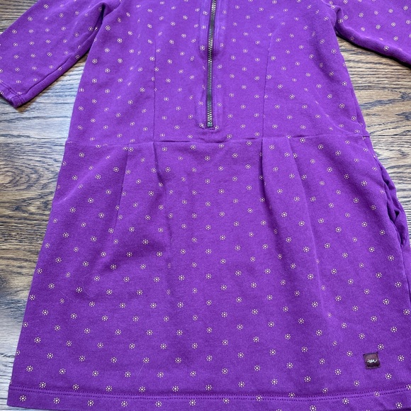 Tea Collection Girls Violet French Terry Floral Print Zippered Dress Size 5 - Picture 16 of 16